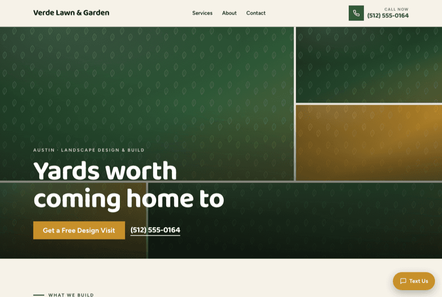 Verde Lawn & Garden website, built by Bayena